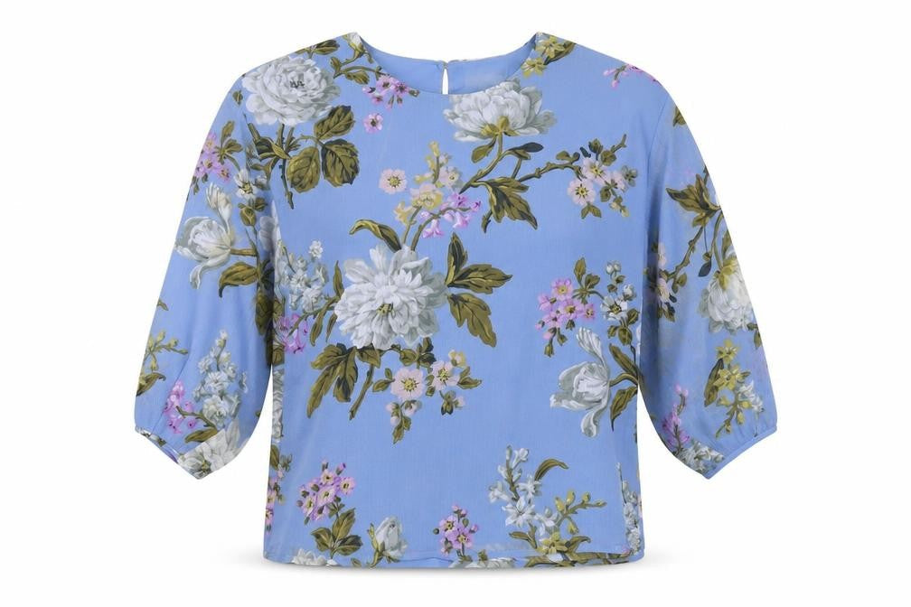 Warehouse Womens Blue Floral Blouse Size 6 New