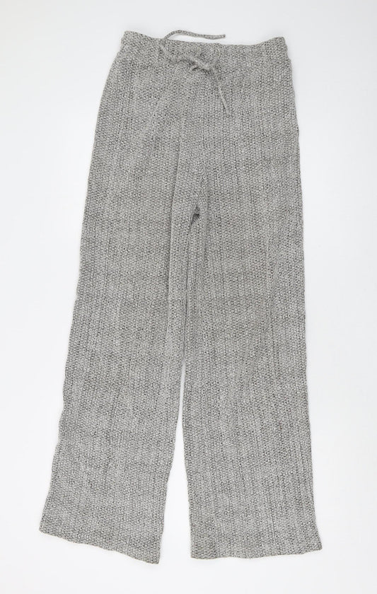 Zara Women's Grey Knit Wide-Leg Trousers, Size 8