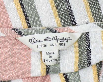 Close-up detail of Miss Selfridge Women's Striped Camisole Blouse, size 8