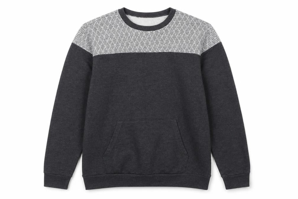Topman Men's Grey 2XL Geometric Pullover Sweatshirt