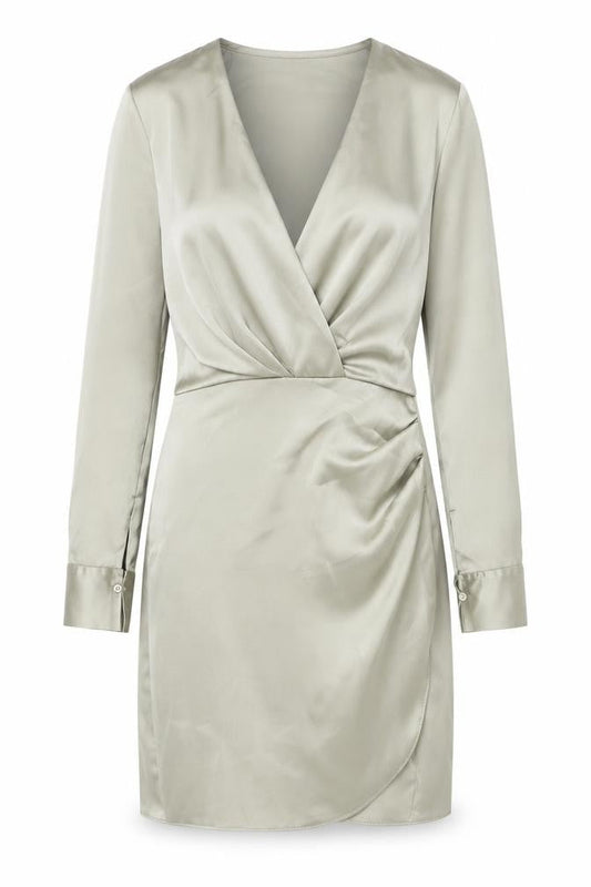 Zara Women's Grey Satin Wrap Mini Dress XS