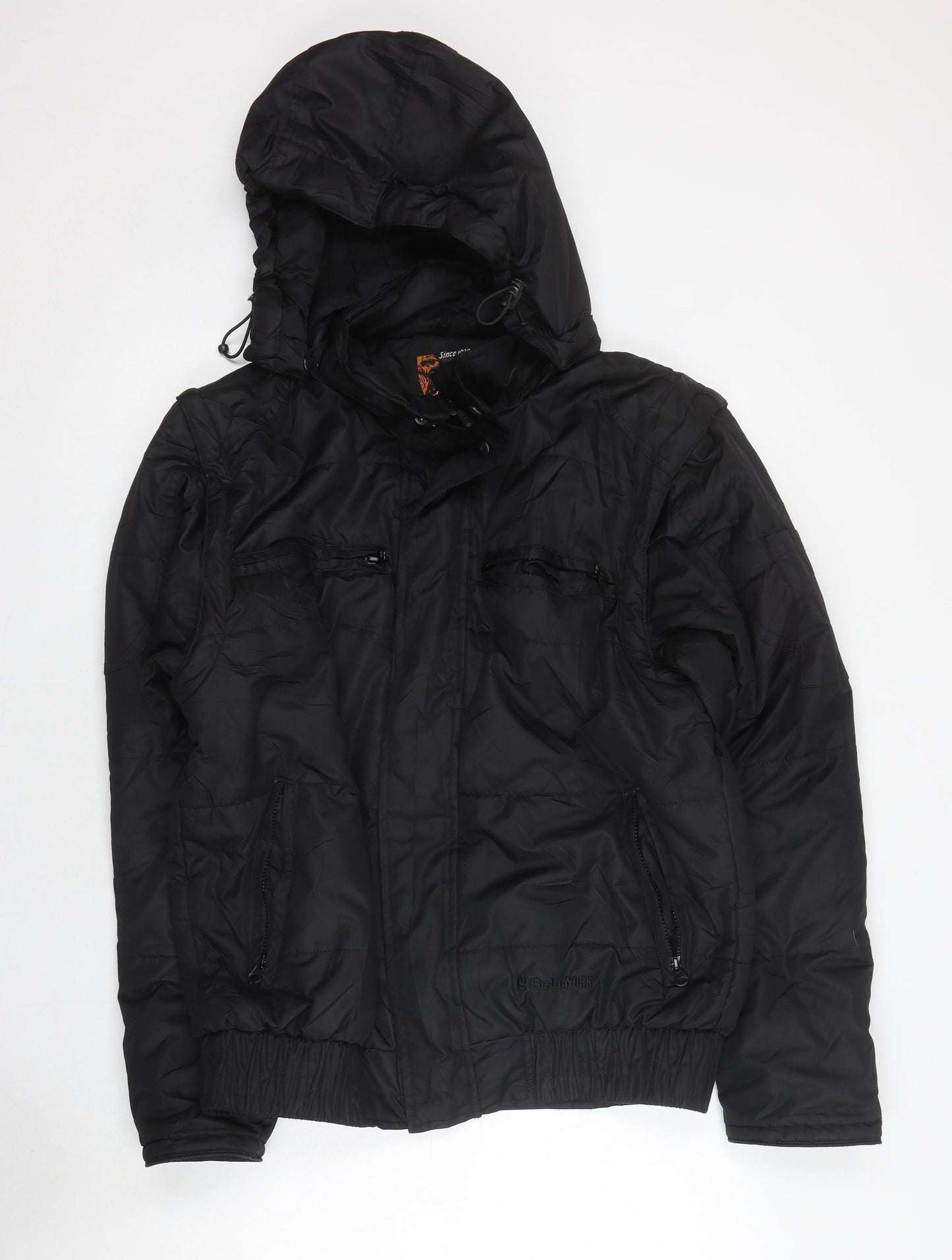 BetaWorx Men's Black Hooded Puffer Jacket, M, Autumn/Winter