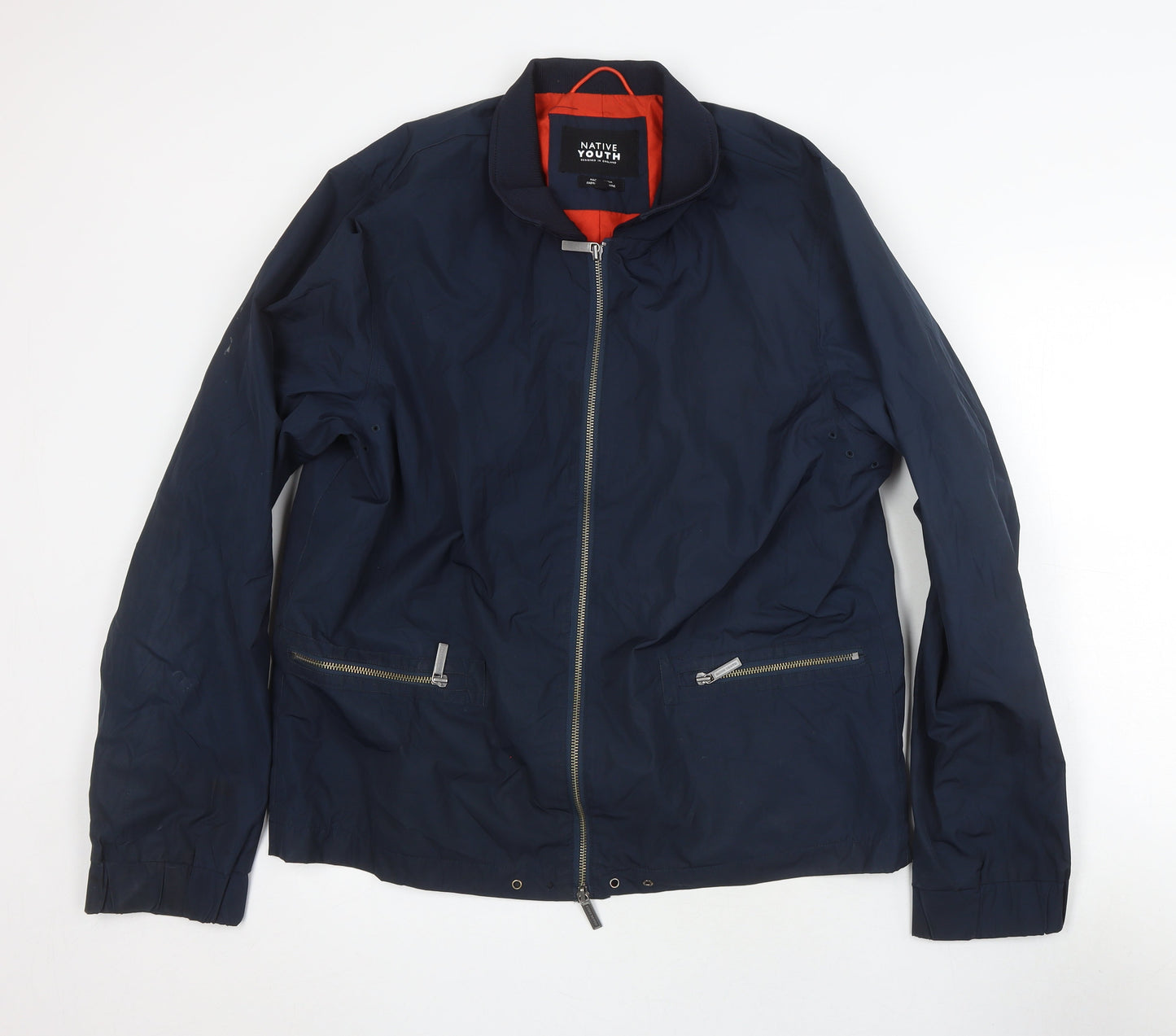 Native Youth Men's Blue Bomber Jacket XL Stand-Up Collar