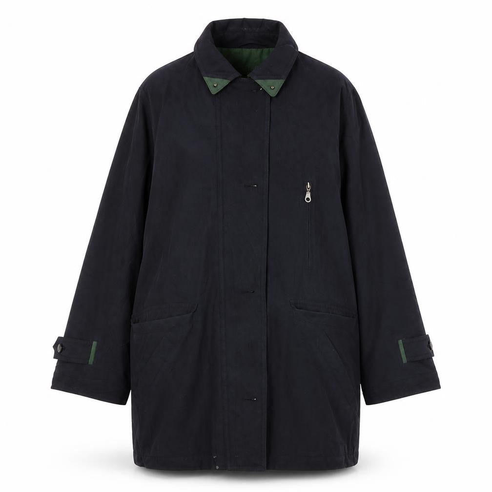 Micro Sport Unisex Black Overcoat Size 14 Zip Logo Autumn