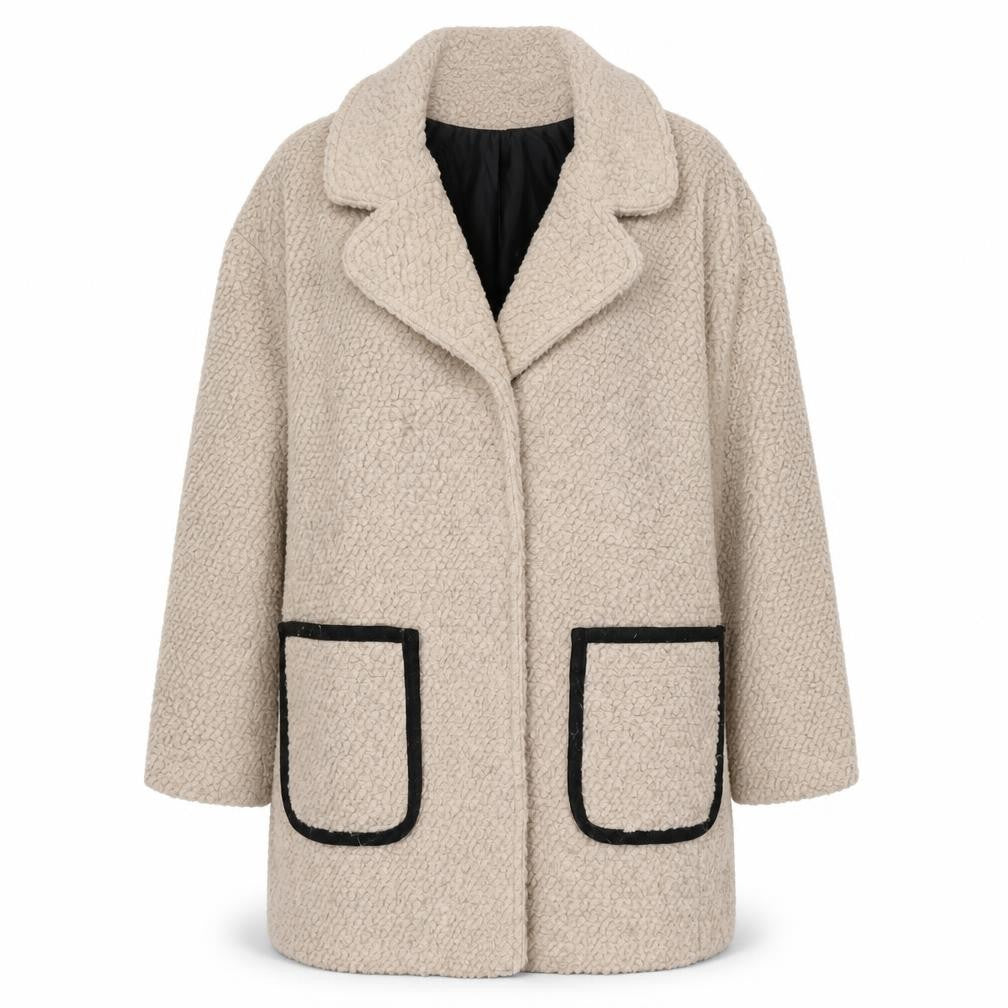 Marks & Spencer Women's Beige Wool Blend Overcoat Size 14
