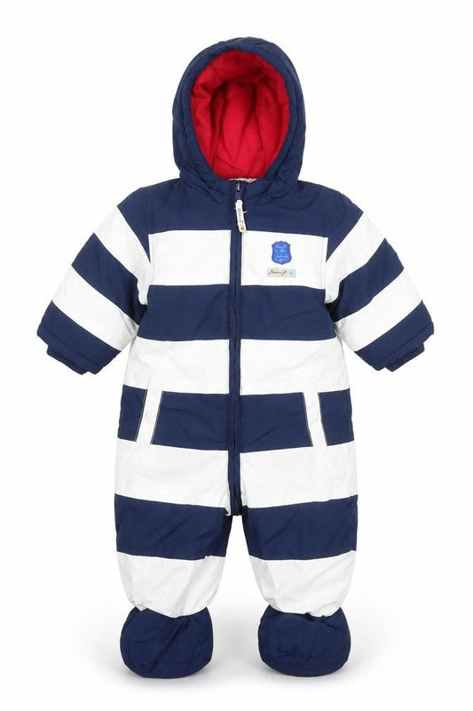 Front view of Jasper Conran boys’ blue & white snowsuit 6-9 months