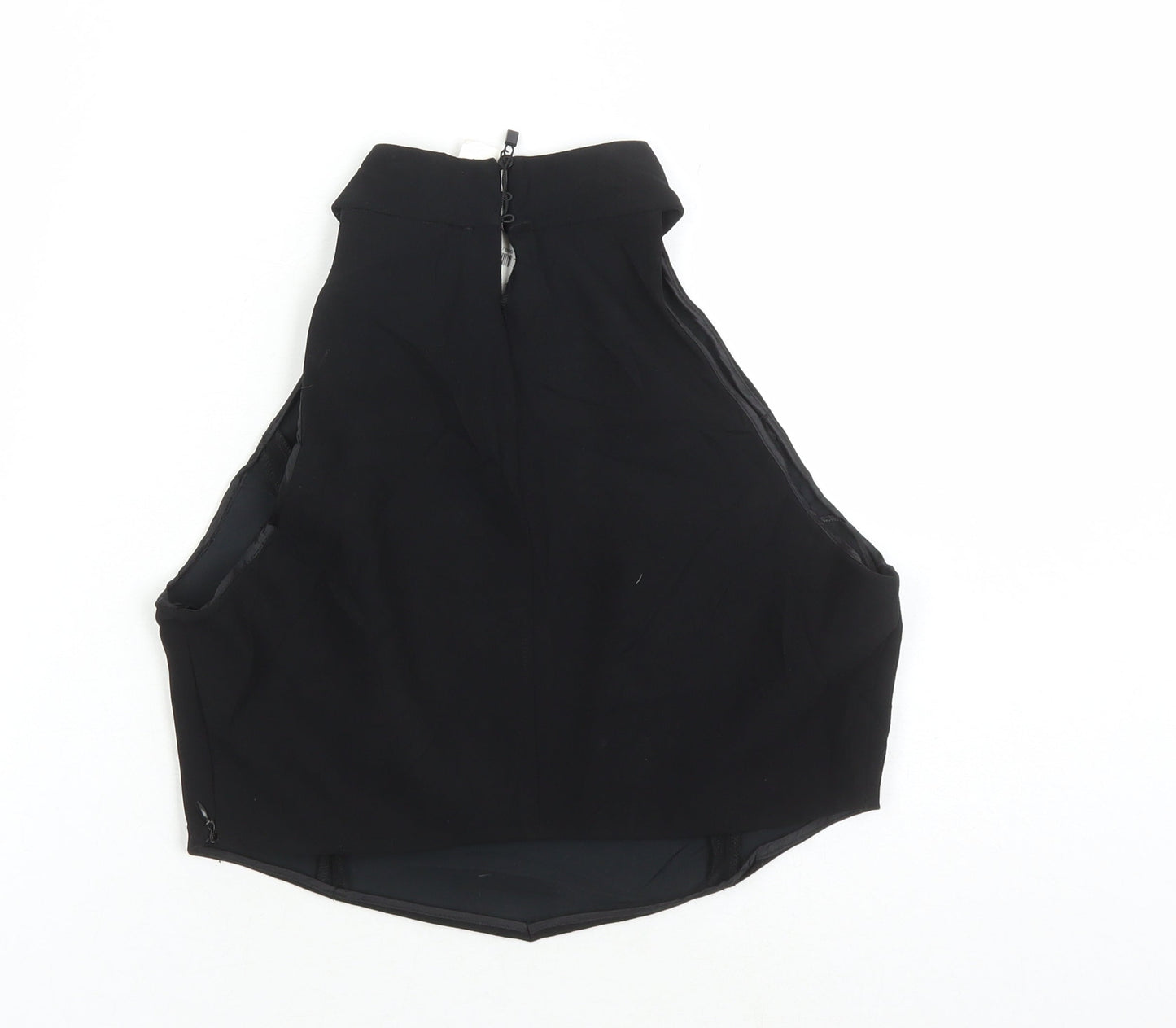 Zara Women's Black Cropped Blouse Sleeveless High Neck Size M