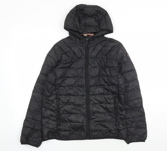 Napapijri Boys Black Puffer Jacket 14 Hooded Casual Wear