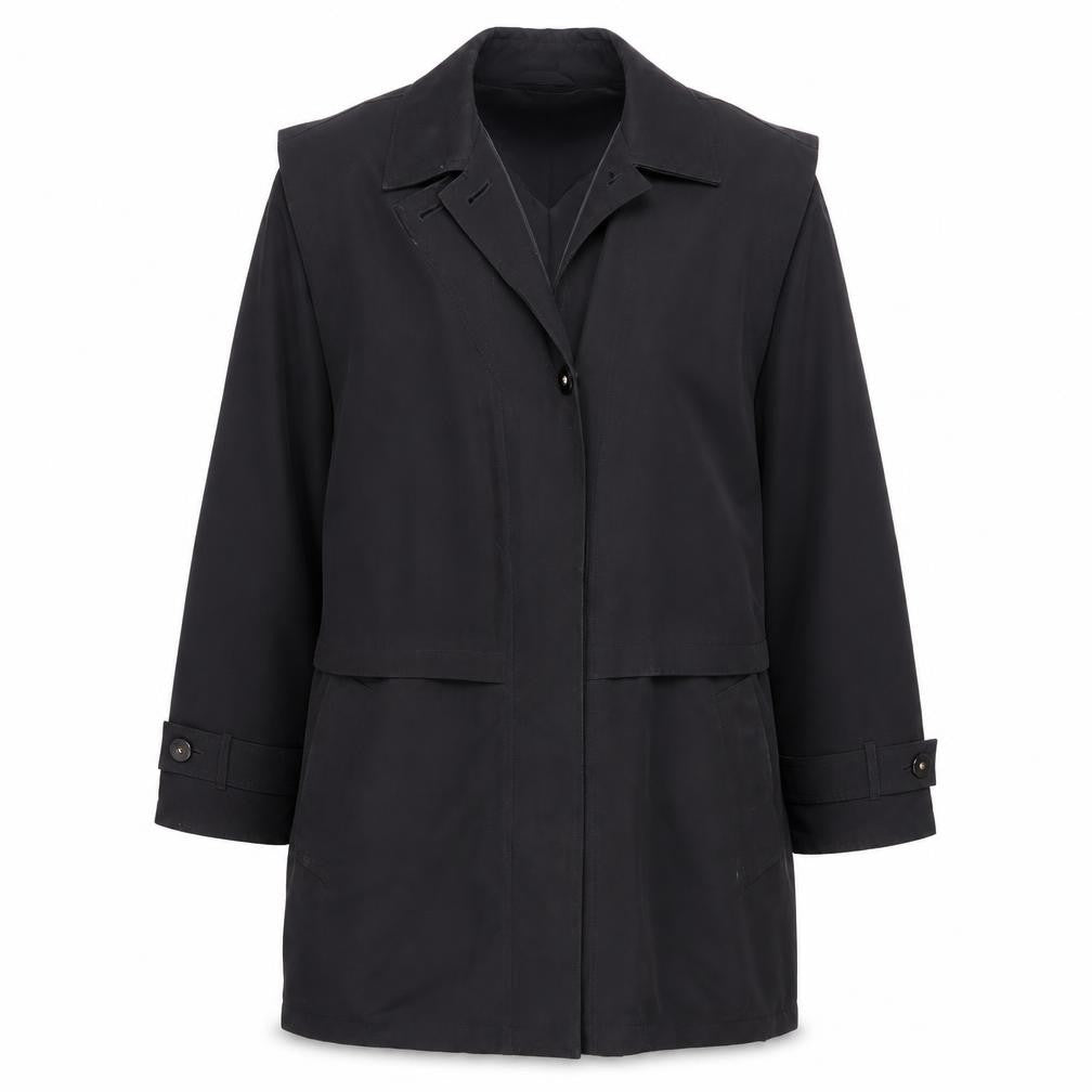 Four Seasons Women's Black Rain Coat M Mid-Length