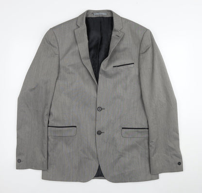 Additional front view of Red Herring Men's Grey Blazer, Long, size 40L, Business Formal