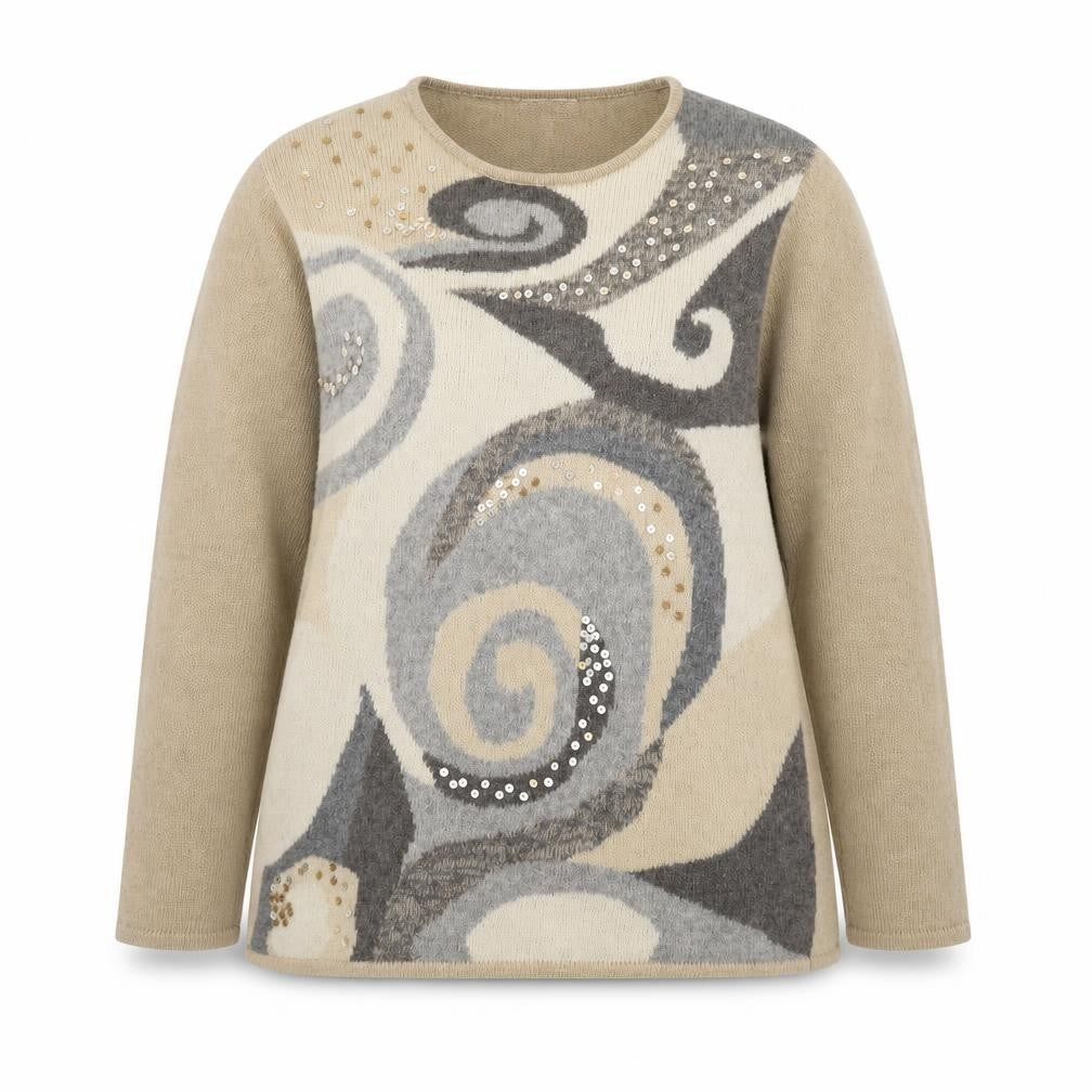 Berkertex Women's Beige Sequin Pullover Jumper Size 14-16
