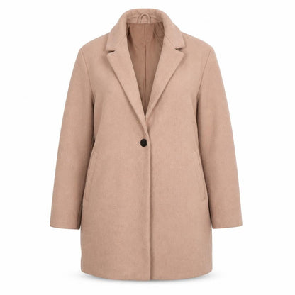 Pull&Bear Women's Beige Mid-Length Wool Blend Overcoat