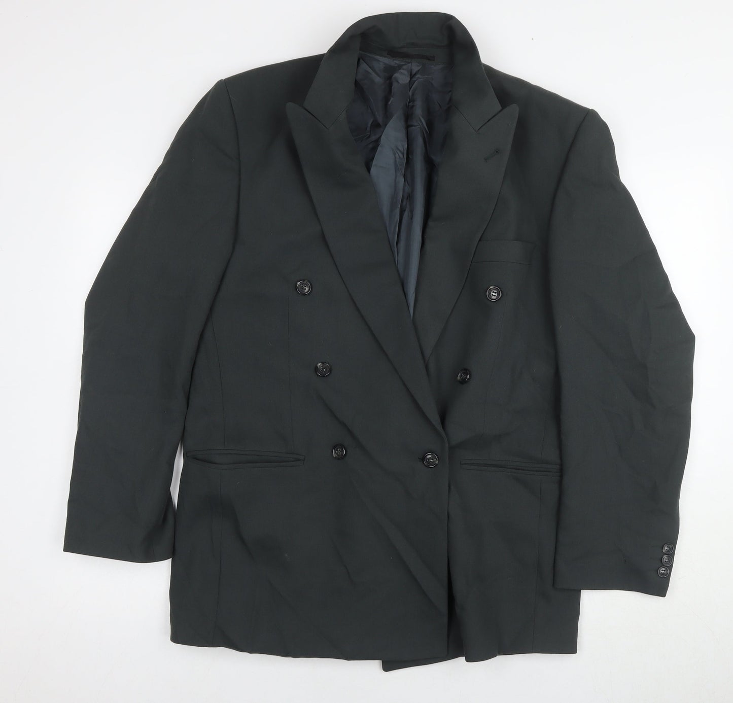 R.S.V.P Men's Black Double-Breasted Blazer, Size 40R