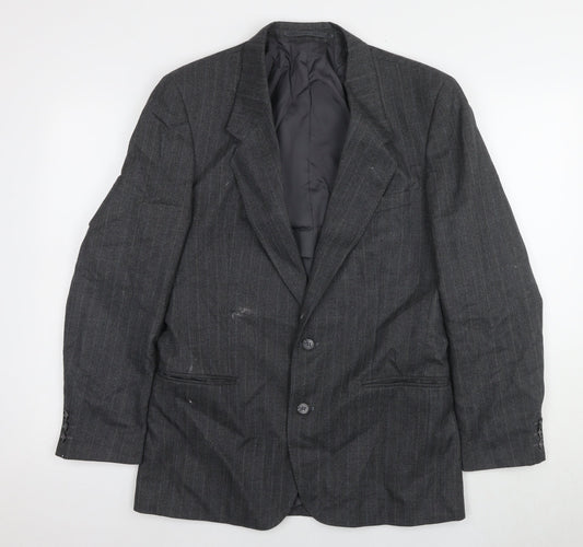 Burton Men's Grey Striped Suit Jacket, Size 36