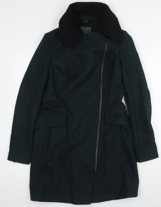 Next Women's Green Wool Blend Biker Coat Size 6
