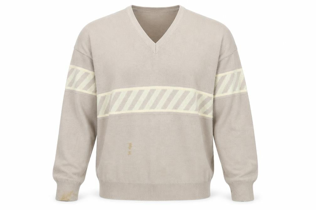 Pierre Sangan Men's Beige V-Neck Pullover Jumper L
