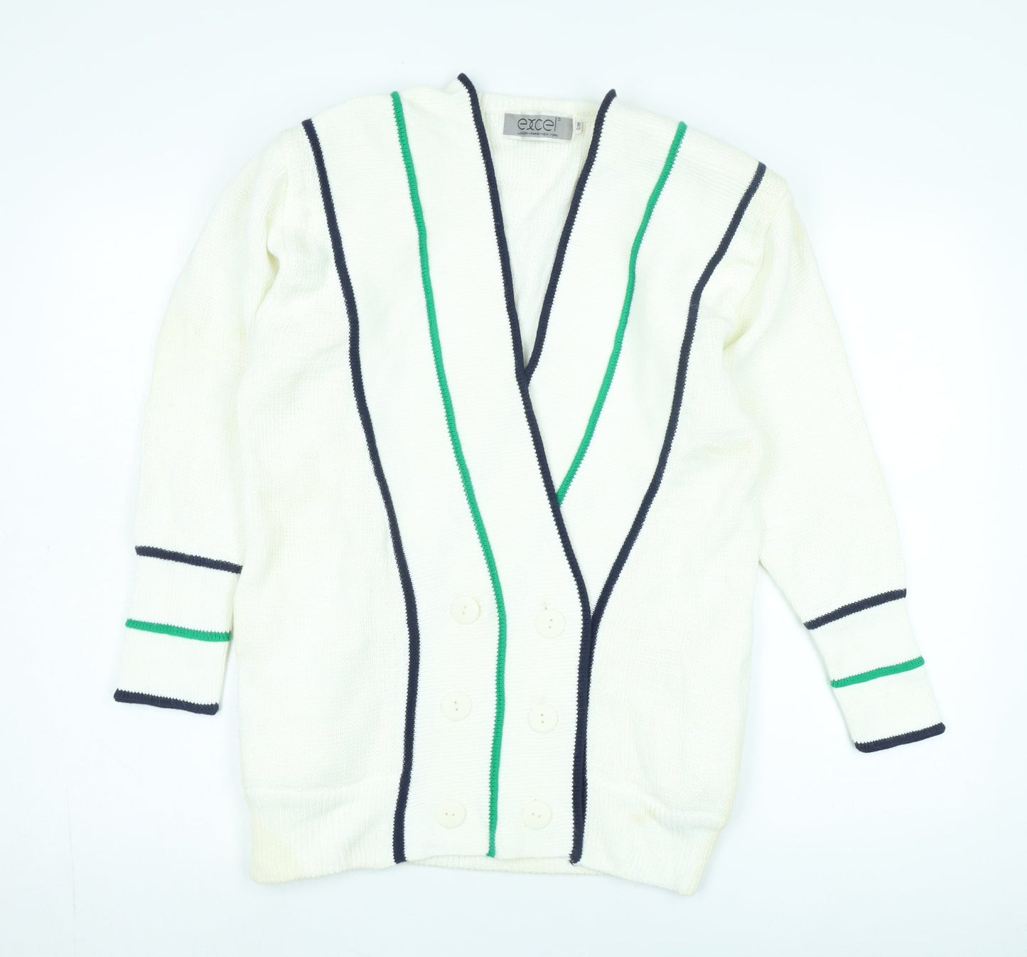 Excel Women's White Cardigan, Size S, V-Neck