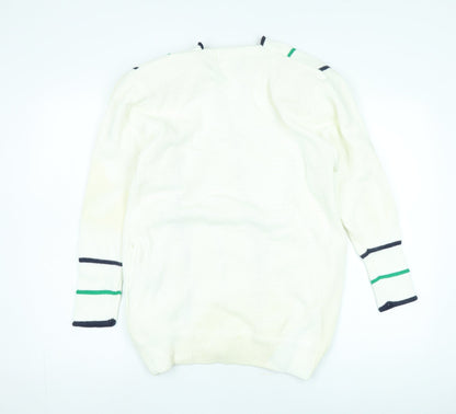 Excel Women's White Cardigan, Size S, V-Neck