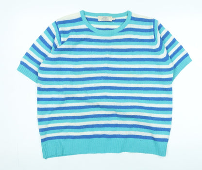 Additional front view of Honor Millburn Women's Blue Striped Knit Jumper L