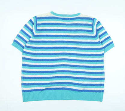 Back view of Honor Millburn Women's Blue Striped Knit Jumper L