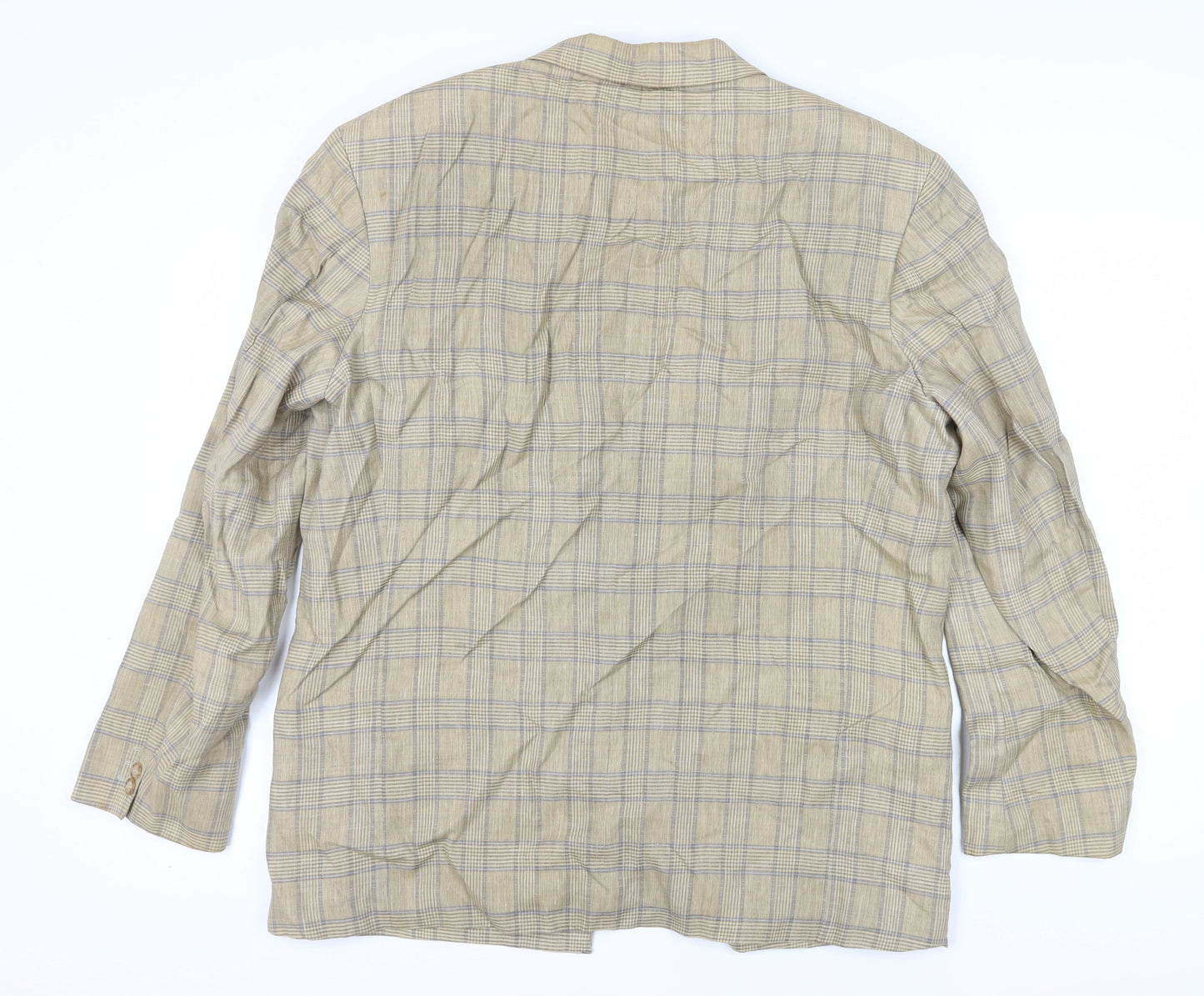 Marks and Spencer Men's Beige Check Blazer, Size 44L