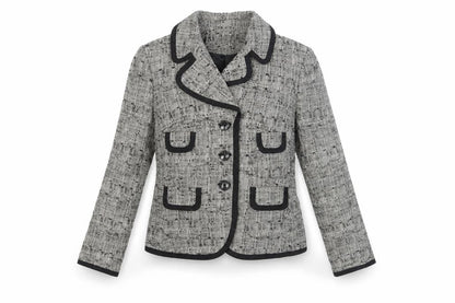Front view of Principles Women's Grey Bouclé Suit Jacket, size 12