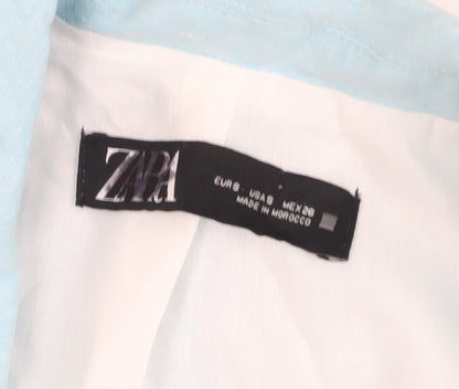 Zara Women's Blue Linen Blazer Size 8