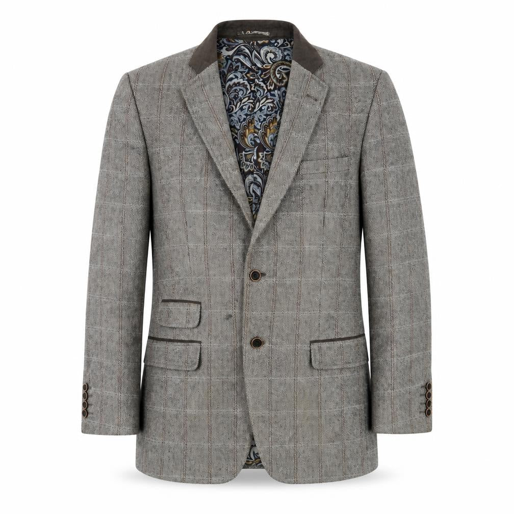 Broadstone Bros Men's Grey Check Tweed Blazer 44R