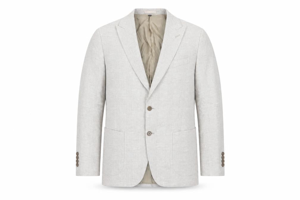 Marks & Spencer Men Beige Check Blazer 42 Regular Fit
