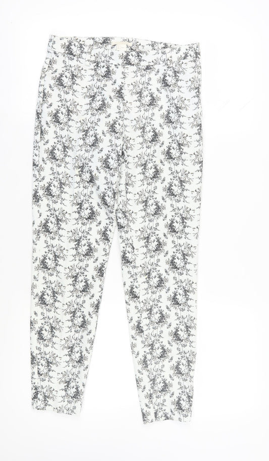 Floral Dress Pants, Women, Black & White, Size 8, Slim Fit