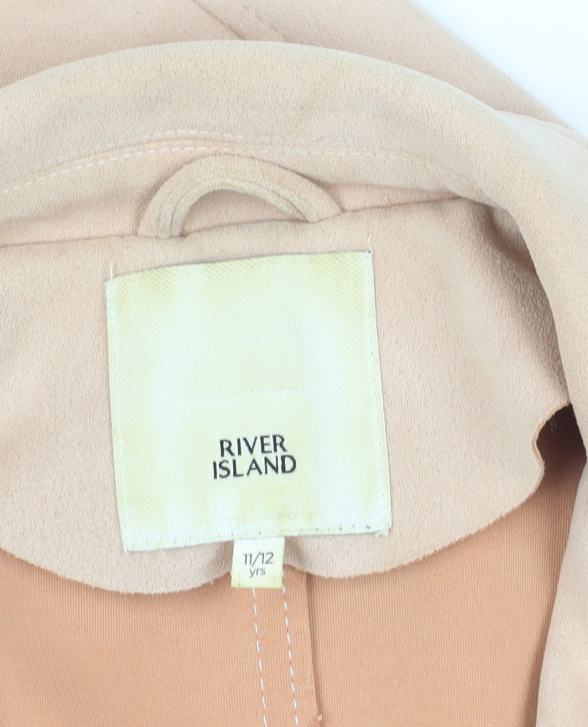 River Island Girls Beige Biker Jacket with Zipped Pockets