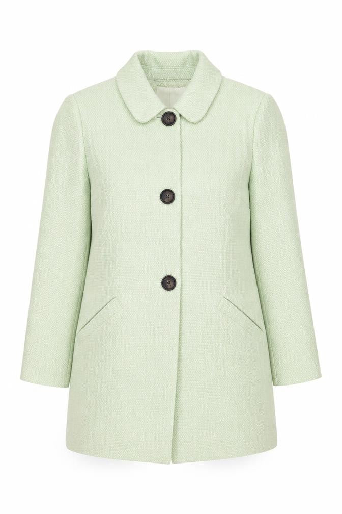 Dept 19 Women's Green Classic Coat, Size 14, Button Detail