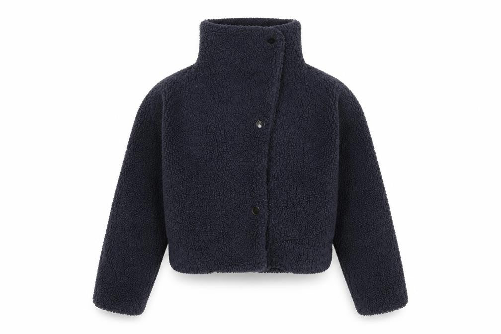 D'Viego Womens Black Cropped Fleece Jacket XS