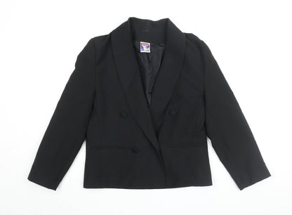Additional front view of C&A Women's Black Blazer, size 10, Double Breasted