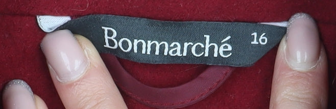 Bonmarché Women's Red Pea Coat Size 16 Double-Breasted