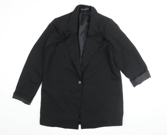 PrettyLittleThing Women's Black Long Coat Size 8