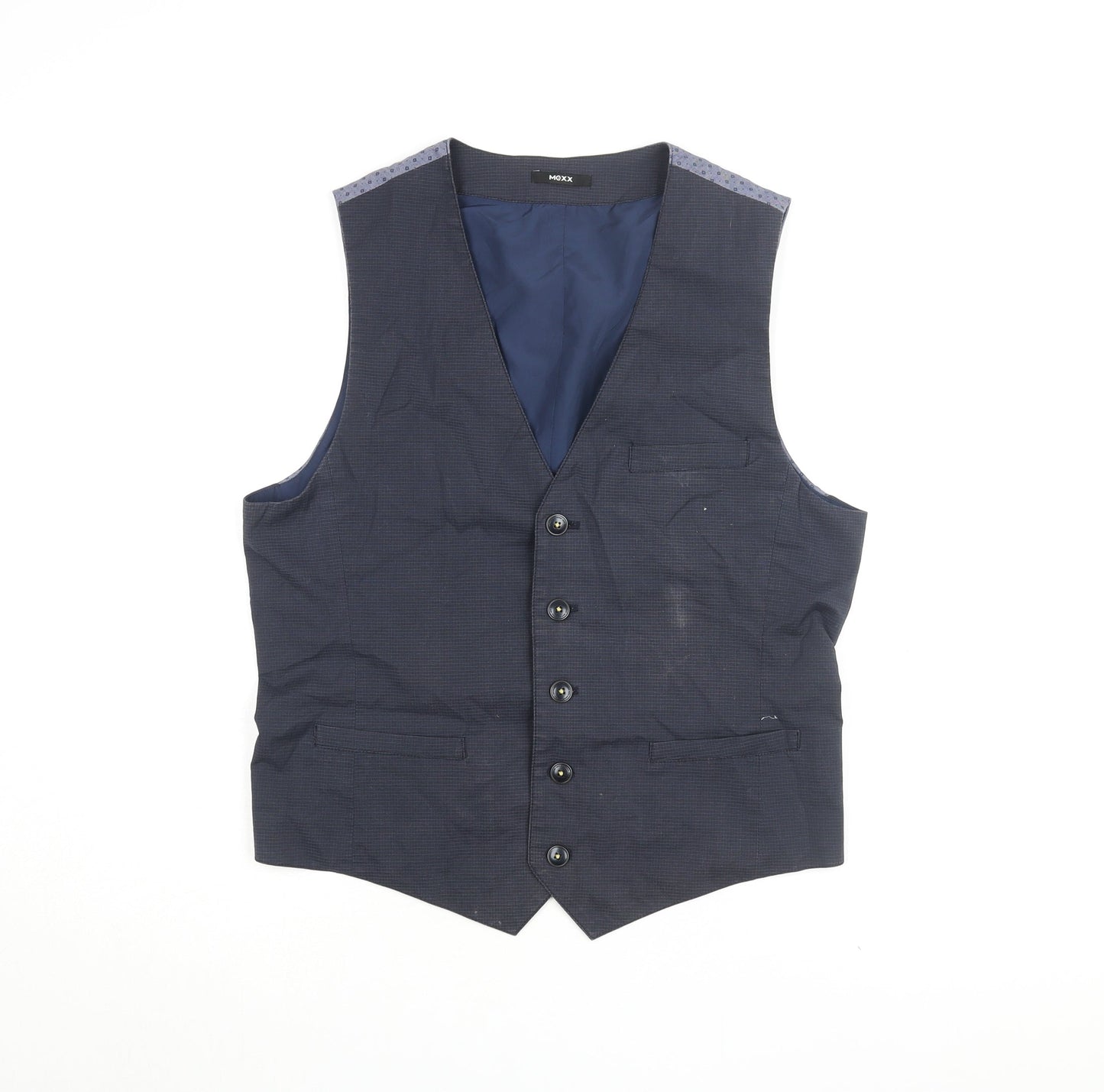 Mexx Men's Blue Check Suit Waistcoat Size 40