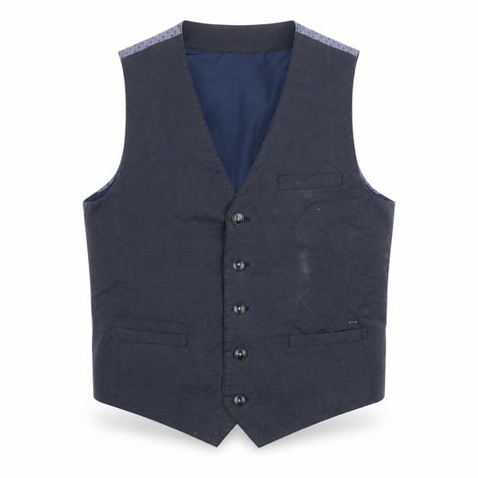 Mexx Men's Blue Check Suit Waistcoat Size 40