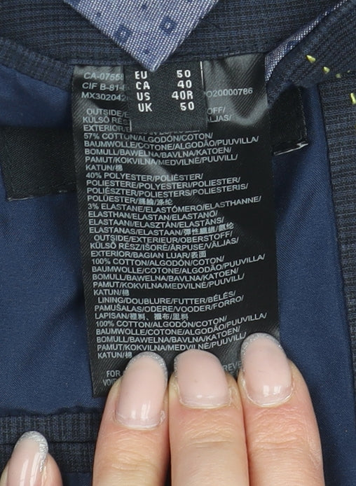 Mexx Men's Blue Check Suit Waistcoat Size 40