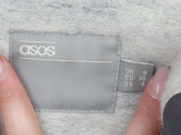 Close-up detail of ASOS Women's Multicoloured Wool Blend Overcoat, size 8