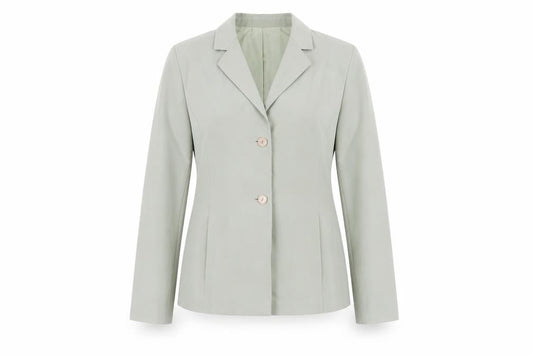 Fransa Women's Green Blazer, Size M, Two-Button Classic Fit