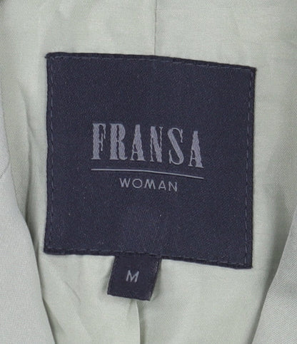Fransa Women's Green Blazer, Size M, Two-Button Classic Fit