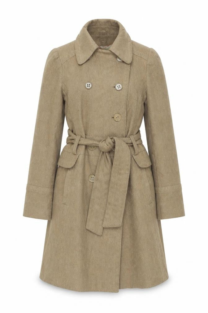 Oasis Woman's Beige Trench Coat Small Belted Button Classic