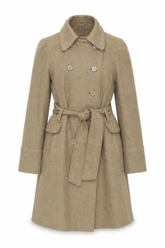 Oasis Woman's Beige Trench Coat Small Belted Button Classic