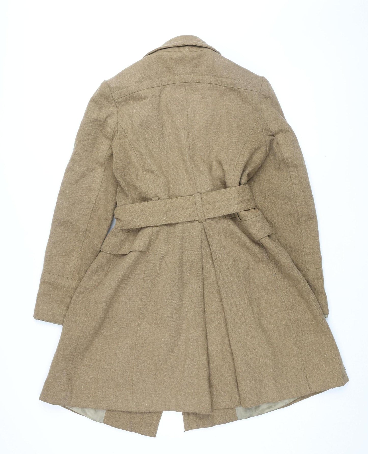 Oasis Woman's Beige Trench Coat Small Belted Button Classic