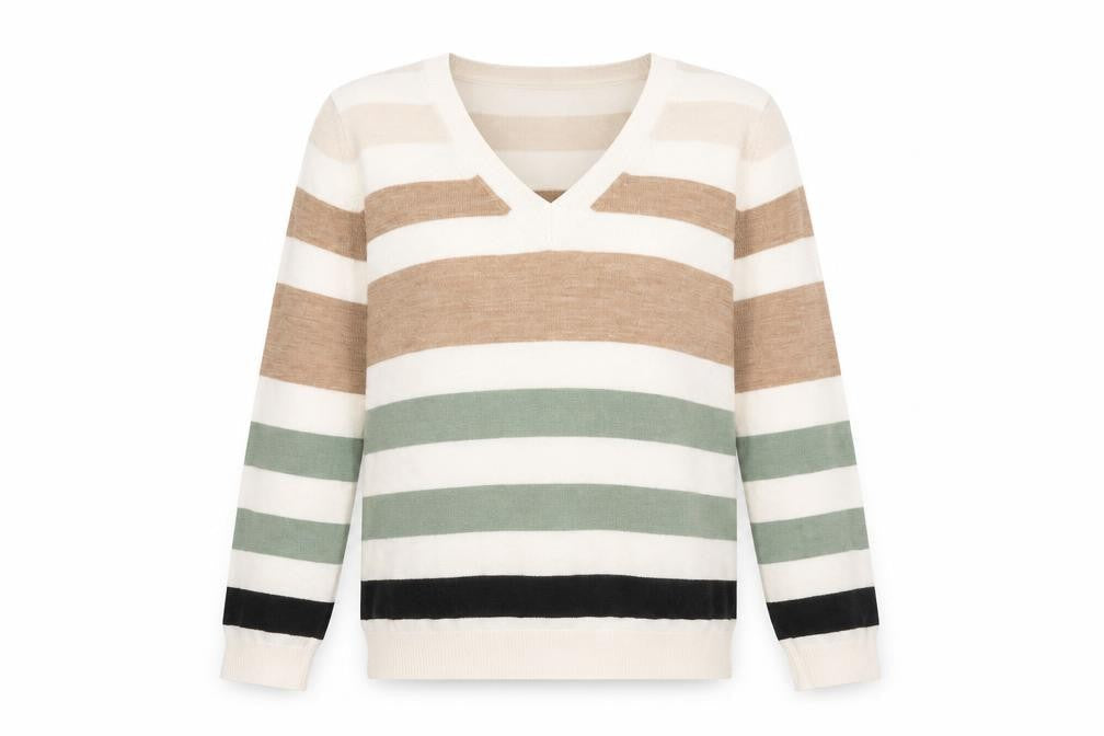 Marks & Spencer Women's Striped V-Neck Jumper