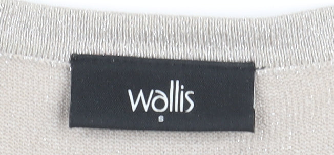 Wallis Women’s Beige Beaded V-Neck T-Shirt Small
