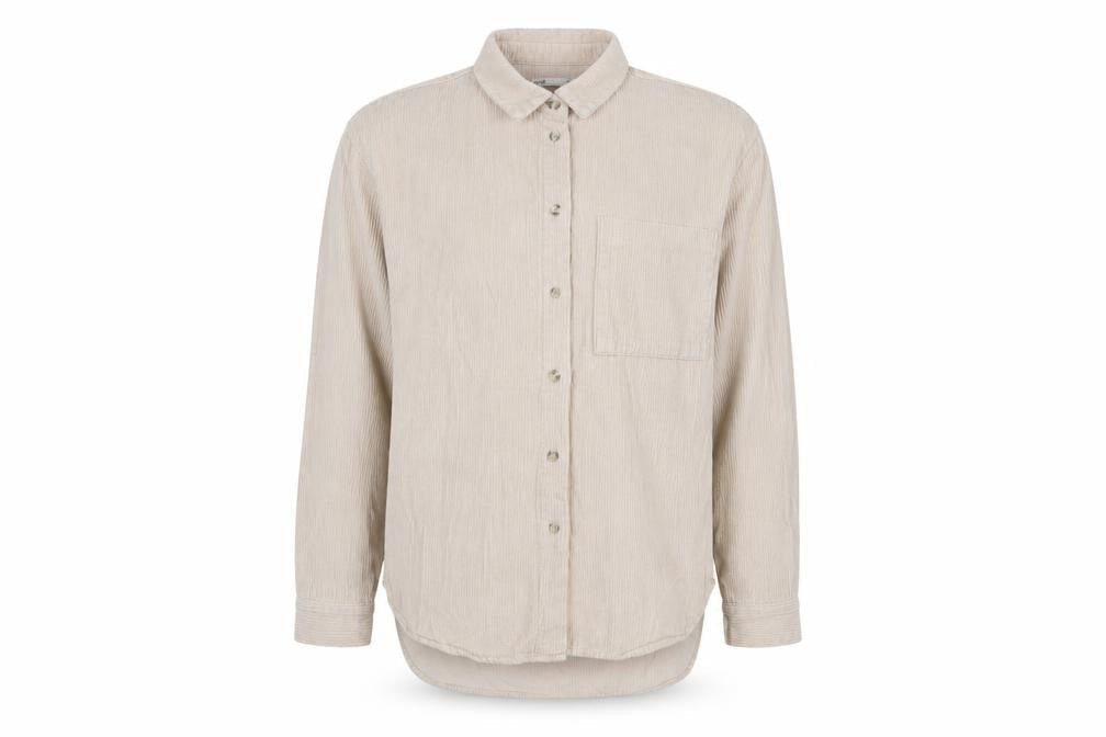 lefties Men's Beige Corduroy Button-Up Shirt Size M