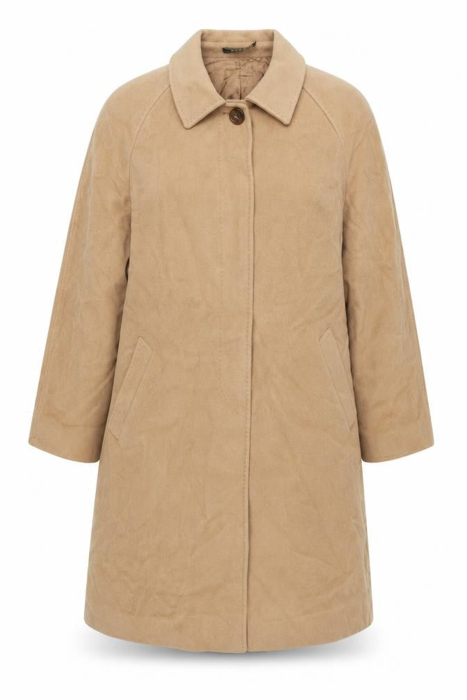 Quattro più Women's Beige Wool Cashmere Overcoat Size 16