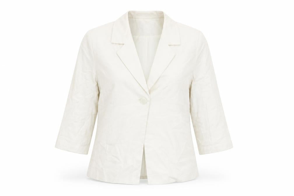 Tina Taylor Women's Ivory Linen Blazer 3/4 Sleeve UK 14